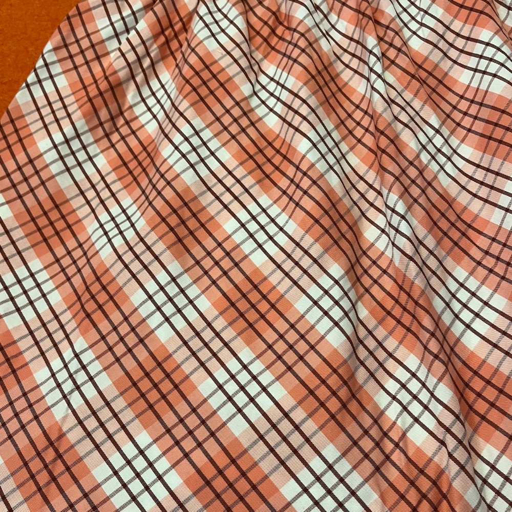 Check pink coral and white smocked puff sleeve square neck peasant dress NWT - Picture 4 of 12